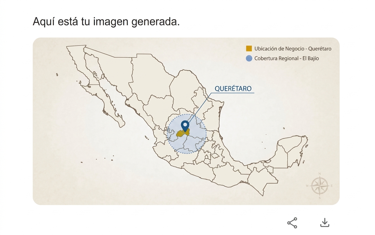 Mapa de cobertura regional de FOAMPACK, Querétaro y el Bajío